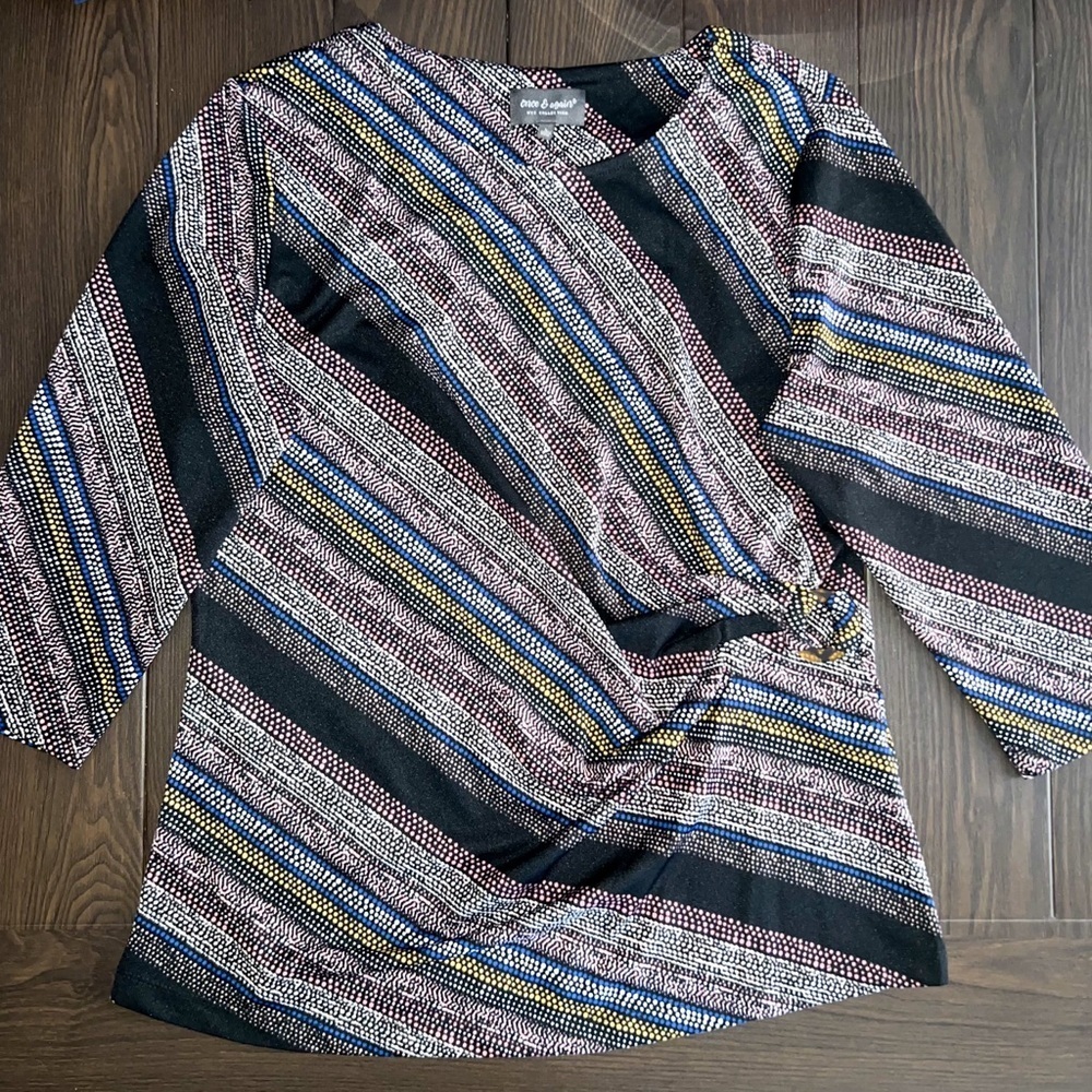 Once & Again NYC Collection Womens Striped Multicolor Top, Size L
